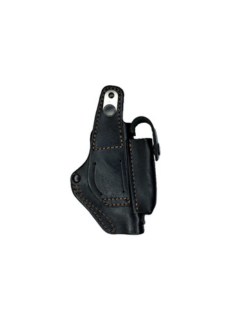 Кобура для -Макарова на пояс шульга, поясна кабура з чохлом для магазину з підсумком під магазин (шкіряна, чорна) No Brand ПМ (330775673)