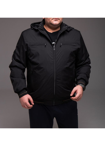 Черная мужская куртка черная ветровка батал утепленная, съемный капюшон No Brand