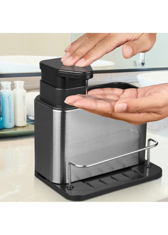 Диспенсер для моющего средства и органайзер с подставкой Modern Kitchen PK-26 Silver/Black No Brand (350349121)