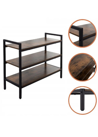 Тумба стеллаж подставка в стиле лофт с нескользящими накладками на ножках для обуви 3 уровня 79×30×58,5 см (482086-Prob) Unbranded (370213384)