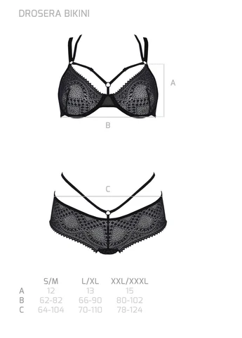 Черный демисезонный комплект drosera bikini black, бюстгальтер и трусики-кюлоты - cherrylove Passion
