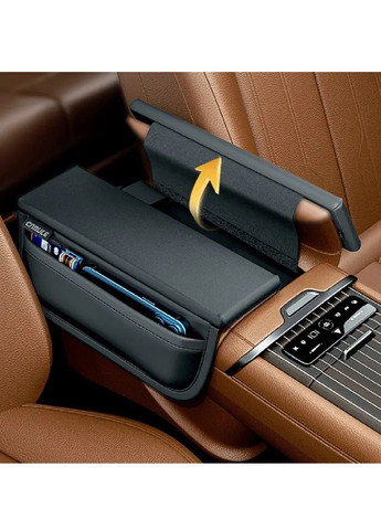 Комплект набір підлокітників накладок з кріпленням ремінцем на липучках кишенями для дрібних речей екошкіра (479543-Prob) Чорний Unbranded (322186312)