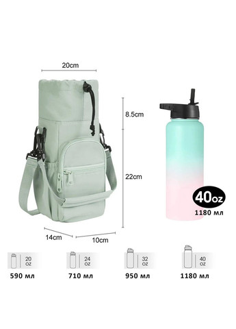 Термосумка-чехол для бутылки 590-1180 мл с термоизоляцией, регулируемым плечевым ремнем и карманами, бирюзовая More (365302569)