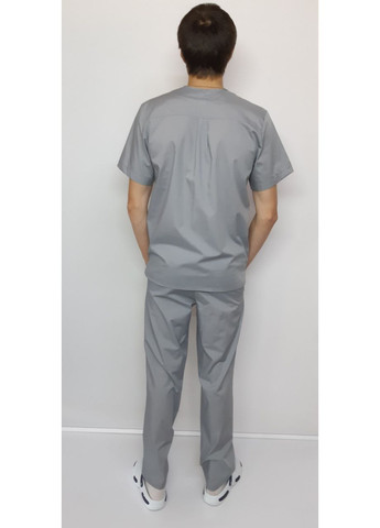 Серый демисезонный костюм медицинский мужской герус стрейч-котон короткий рукав 46, синий No Brand