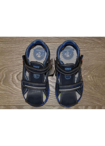 Темно-синие повседневные сандалии для мальчика с закрытым носком и задником темно-синие Kimboo на липучке