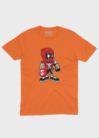 Оранжевая демисезонная футболка для девочки с принтом антигероя - дедпул (ts001-1-ora-006-015-015-g) Modno