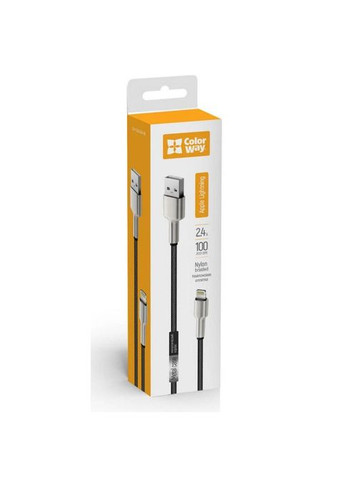 Кабель Colorway USB 2.0 AM to Lightning 1.0m head metal black (268147380)