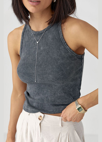 Майка в рубчик з розрізами на окантовці Lurex — 328633523