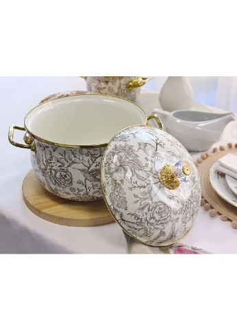 Эмалированная кастрюля "BIRD" с крышкой, 3,8 л, 20 см, керамическая, для всех типов плит, круглая Elmani (396649007)