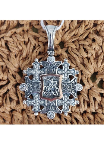 Крест Георгий Победоносец из серебра с золотом No Brand (355921878)
