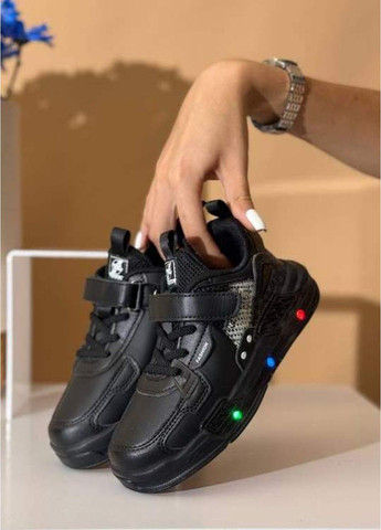 Черные демисезонные кроссовки детские led подсветка черные W.Niko
