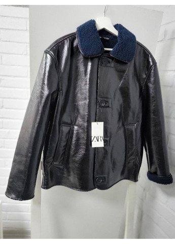 Дубленка куртка из блестящей искусственной кожи Zara (361448052)