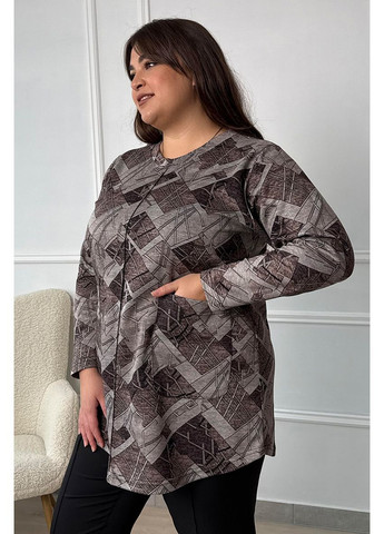 Туніка трикотаж батал з кишенями довгий рукав під брюки No Brand 1289 (365824896)