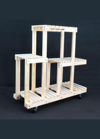 Подставка для цветов из дерева Шатийон на колёсиках бланже (ЦВТ-111301) No Brand (328227042)