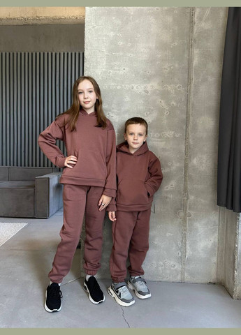 Коричневый зимний теплый детский костюм No Brand