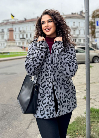 Серая повседневный, кэжуал рубашка леопардовый Modena с длинным рукавом