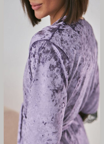 Велюровый халат с кружевом Barwa 0251 dark violet (285799571)
