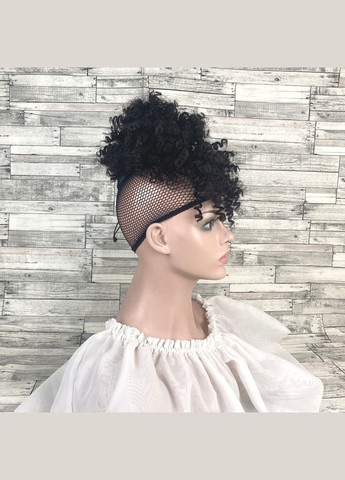 Накладка с челкой темно-коричневая из искусственных волос афро вьющийся пучок No Brand (297156770)