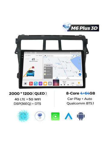 Штатная магнитола M6 Plus Toyota Yaris XP90 (2005-2012) CarPlay QleD Mekede Prius (352265684)