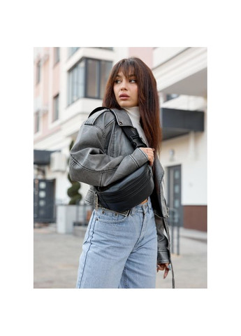 Женская сумка на пояс кожаная бананка Tirso BTT черная Sambag (322870622)