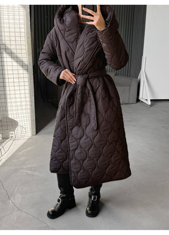 Коричневое демисезонное Теплое стеганное пальто – стиль и комфорт до –10°C (замеры в описании) Vione