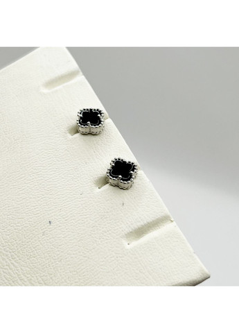 Серьги-пусеты серебряные с агатом "Клевер" 1,71 г No Brand (369737246)