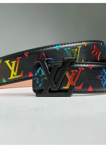 Ремінь жіночий шкіряний Louis Vuitton Rainbow Belt Black/Black чорний Луї Вітон пояс чорна бляха No Brand (360508513)
