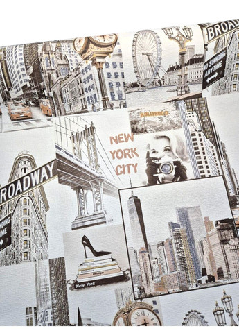 Шпалери вінілові 10.05 × 1.06 м Слов’янські шпалери 2351-05, міський стиль для вітальні, спальні, кабінету Слов'янські шпалери (340275322)