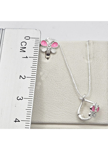 Серьги серебряные с ювелирной розовой эмалью и кубическим цирконием "Бабочки" 1,53 г No Brand (369736649)