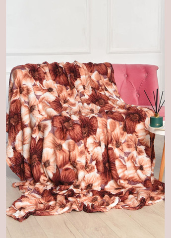 Плед темно-бежевого цвета с принтом размер 200*230 Let's Shop (308829211)