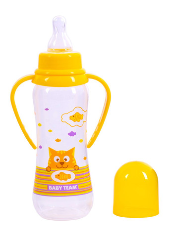 Бутылочка для кормления, с ручками и силиконовой соской, 250 мл, желтый () Baby Team 1411_желтый (361855783)