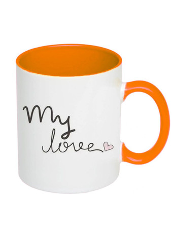 Чашка з принтом "My love" 330 мл (колір помаранчевий) (17403) No Brand (312487152)