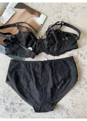 Чорний жіноча чорна білизна комплект на чашку d з портупеєю Lanny Mode