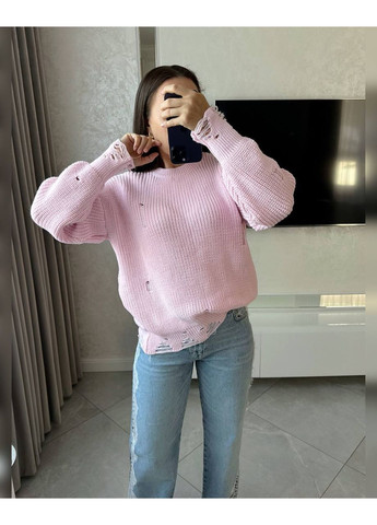 Рожевий демісезонний светр жіночий оверсайз пуловер Style Point