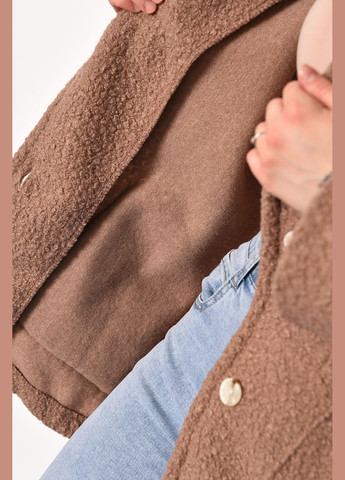 Коричневое демисезонное Пальто женское полубатальное укороченное цвета мокко Let's Shop