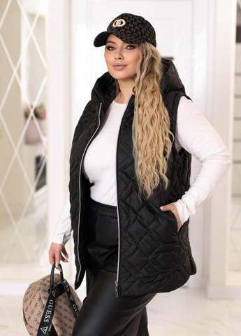 Жіночий стьобаний жилет із плащівки на синтепоні із капюшоном Tik-Tak (358058631)
