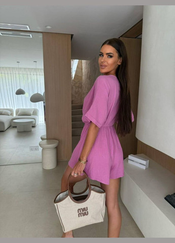 Женский комбинезон No Brand комбинезон-шорты однотонный розовый повседневный муслин