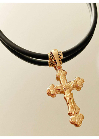 Каучук 47см-52см + Крестик. Позолота. Каучуковый Шнур, Шнурок No Brand (363330286)