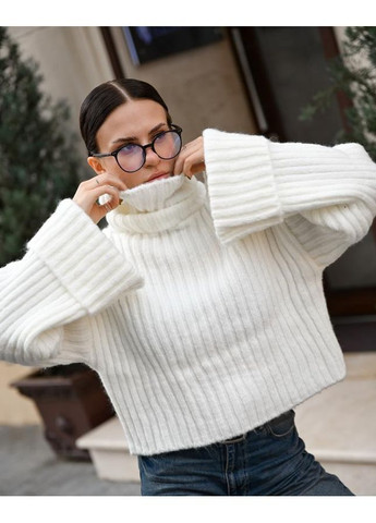 Білий зимовий жіночий в'язаний светр No Brand