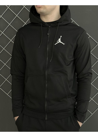 Мужской демисезонный спортивный костюм черная кофта на змейке + штаны (двунитка) No Brand (370050712)