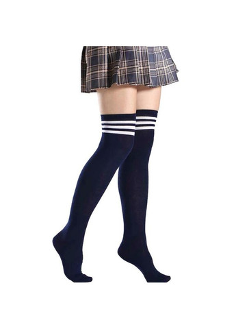 Гольфи темно-сині вище коліна з білими смужками One Size No Brand (308016852)