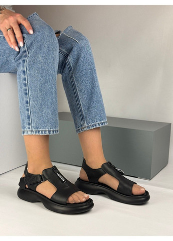 366 Босоніжки Шкіряні Чорні Hengji (335009314)