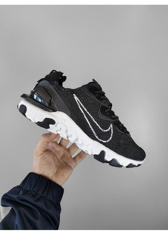 Черные демисезонные кроссовки мужские nike react vector black / white найк реакт висион No Brand