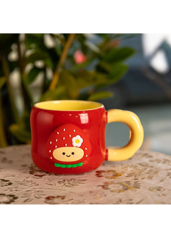Чашка порцелянова 400 мл з магнітом, червоний з жовтим Yiwu (367583142)