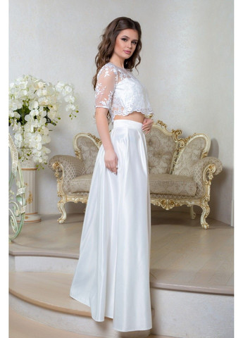 Молочна вечірня сукня атлас вишивка 8012 молочна Tanita-Romario