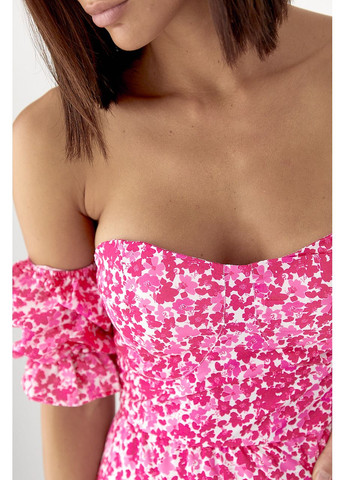 Рожева відвертий сукня-бюстьє з квітковим принтом - рожевий колір Lurex