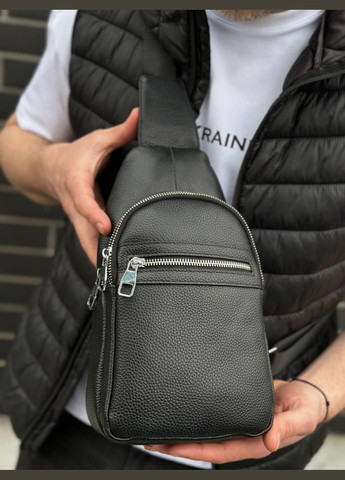 Кожаная сумка слинг через плечо черная Tiding Bag (302390956)