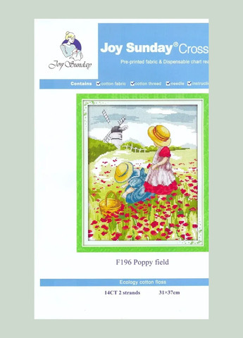 Набор для вышивания по нанесённой на канву схеме "Poppy field". AIDA 14CT printed, 31*37 см Joy Sunday (313613509)