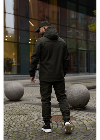 Теплий чоловічий костюм Soft Shell хакі на флісі з шевроном Intruder Reef (366868549)