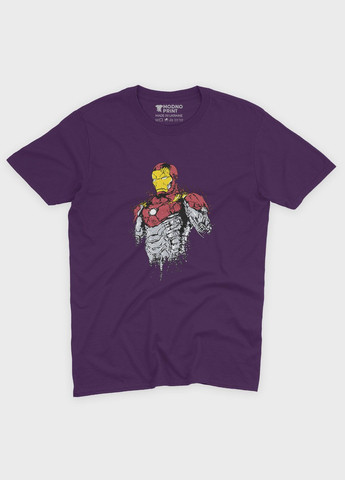 Фиолетовая демисезонная футболка для девочки с принтом супергероя - железный человек (ts001-1-dby-006-016-019-g) Modno